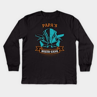 Papa's Biker Gang Father's Day Kids Long Sleeve T-Shirt